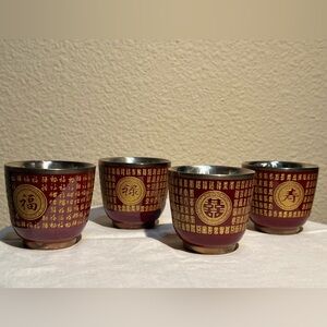 Elegant Red and Gold Decorative Cups
